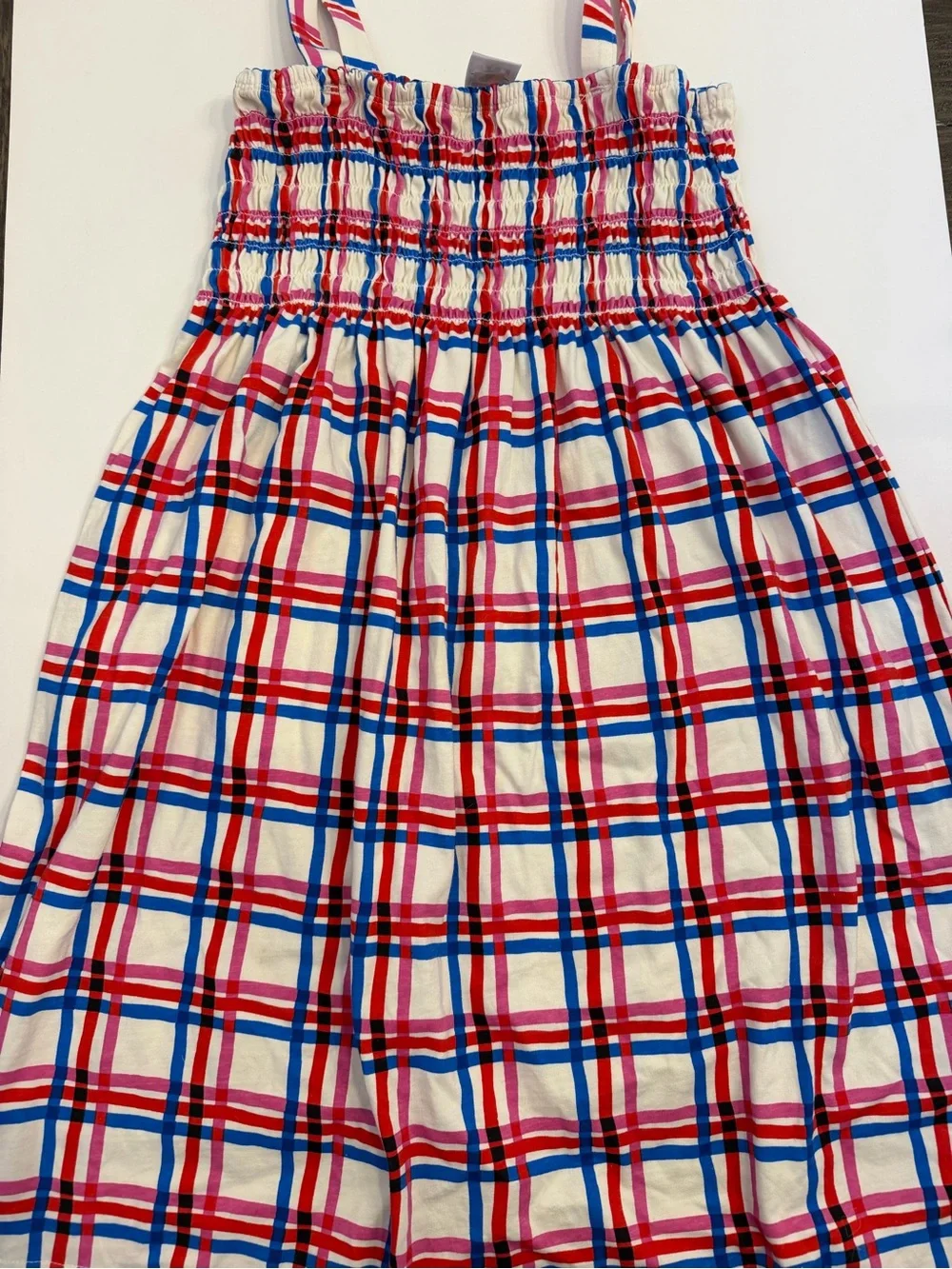 Hanna Andersson Plaid Smocked sundress red white and blue size 150